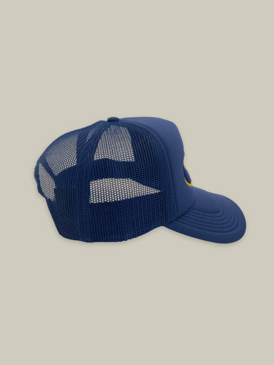 Side view of the Blue GBSC Ricos Trucker hat